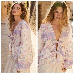 Sissel Edelbo Pastel Florals Printed Bow Top